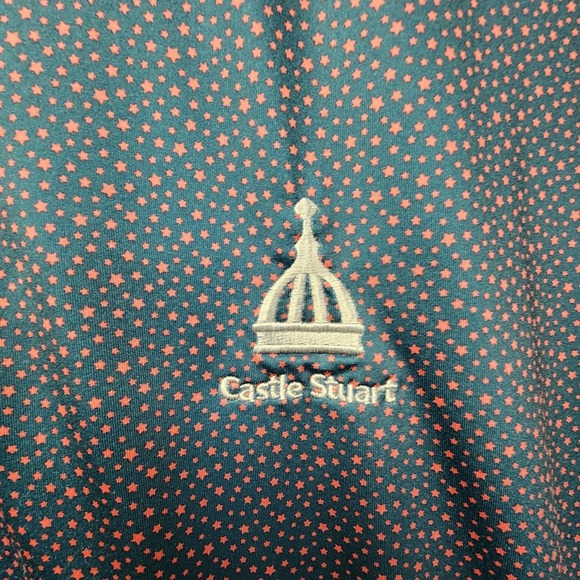 Peter Millar Summer Comfort Star Polo Shirt Mens XL Castle Stuart Golf Logo READ - Picture 3 of 9